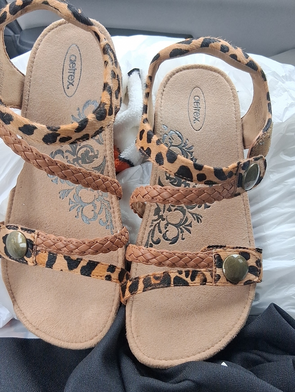 Aetrex Jillian Leopard Orthotic Comfort Sandals 10